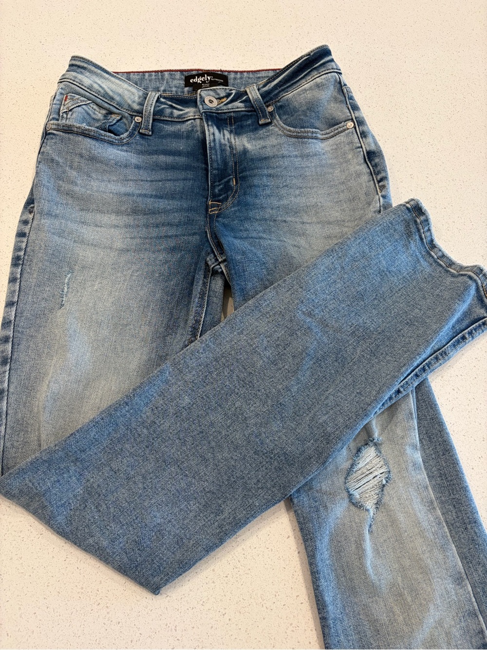 edge Women’s Light Blue Skinny Distressed Jeans